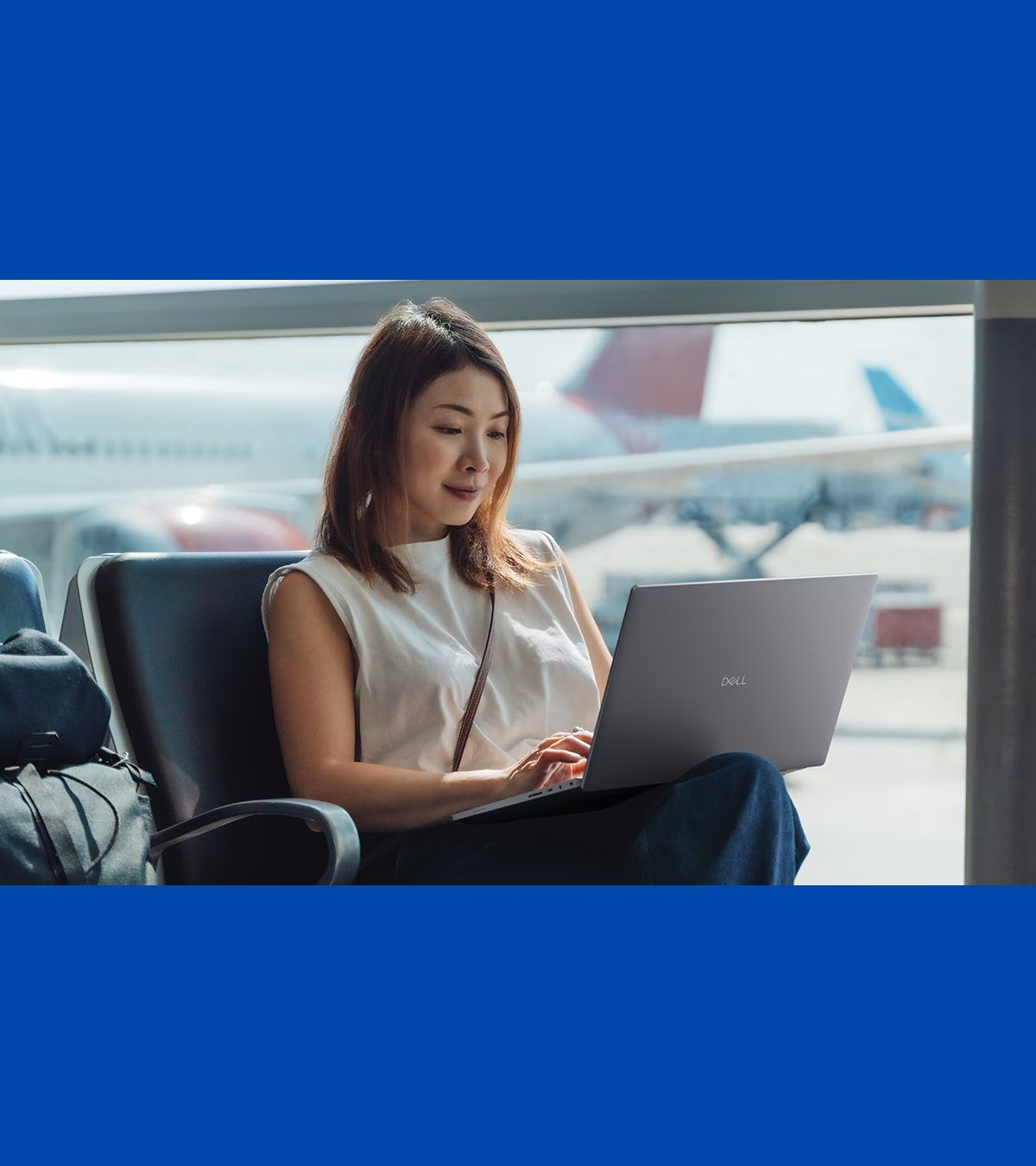 Dell business laptop on the go